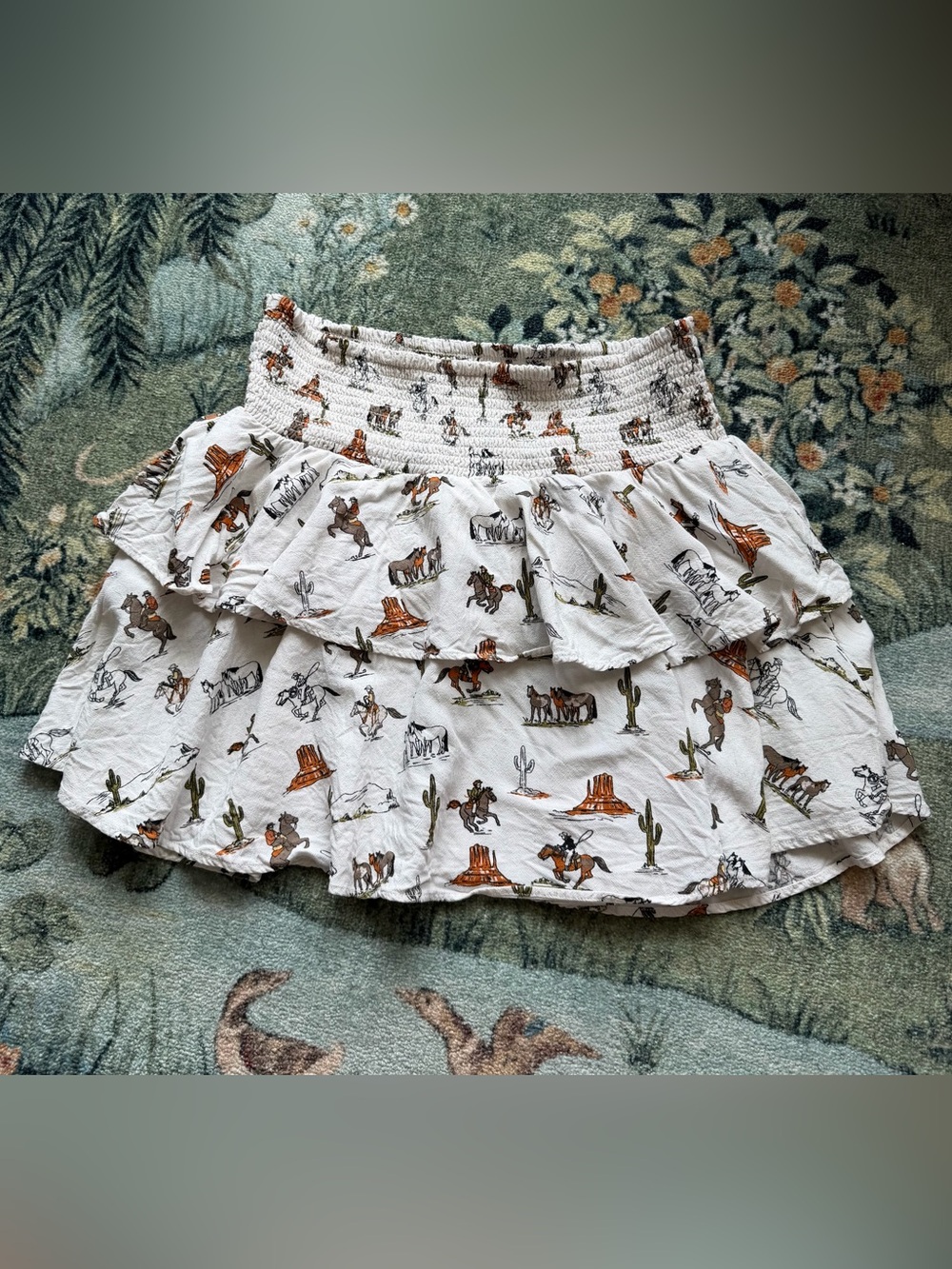 Ariat Western Horses Ruffle Mini Skirt Size Small